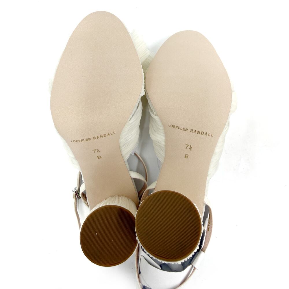 Loeffler Randall Camellia Sandals Pearl White Pleated Bow Heels Sz 7.5 - Picture 11 of 13